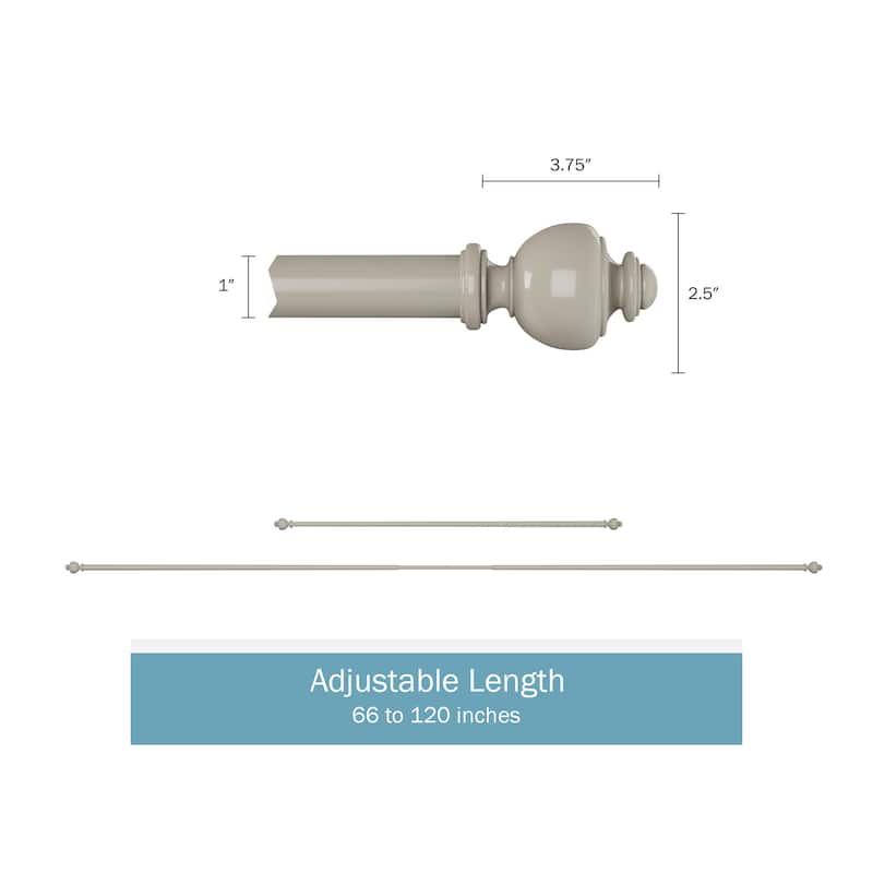 Lavish Home Curtain RodModern Urn Finials 66120", Gray On Sale